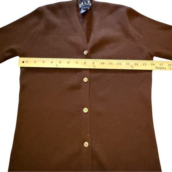 Ralph Lauren Sweater Brown Wool Cardigan Size L Classic Sweater - Picture 4 of 6